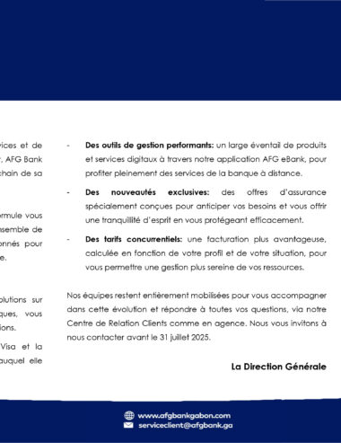AFG Bank Gabon : des innovations pour la clientèle !