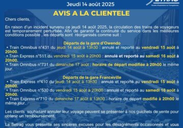 Setrag : Avis à la clientèle